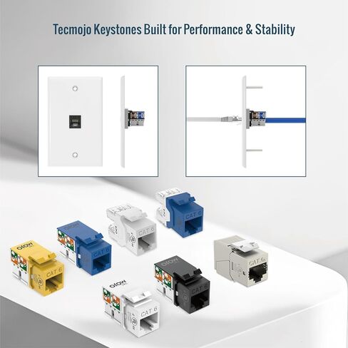 Tecmojo 1U 24-Port Blank Keystone Patch Panel & 90 Degree Cat6 Keystone Jack 25 Pack in Saudi Arabia