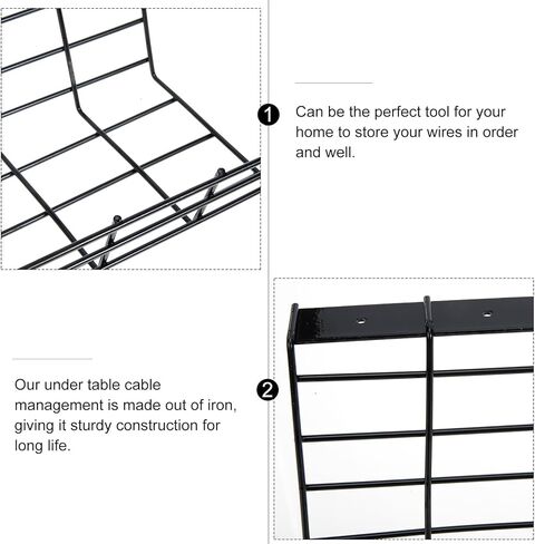 TEHAUX Desk Cable Management Tray and Wire Organizer Rack for Office and Home Black Cable Tray Under Table for Computer and Electronic Cord Management in Saudi Arabia