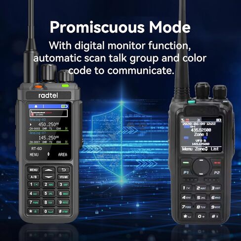 Radtel RT-6D DMR راديو 500K اتصالات ثنائي النطاق لاسلكي تخاطب فتحة زمنية مزدوجة اتجاهين راديو الطبقة 1 + 2 هام راديو لمسافات طويلة 1024 قناة نوع C المسؤول in Saudi Arabia