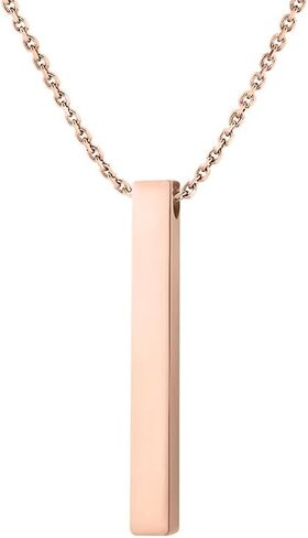 Customized Bar Necklace – Personalized Stainless Steel Necklace 4-Sided Cuboid Pendant for Couples, Valentine’s Day Gift for Him/Her in Saudi Arabia