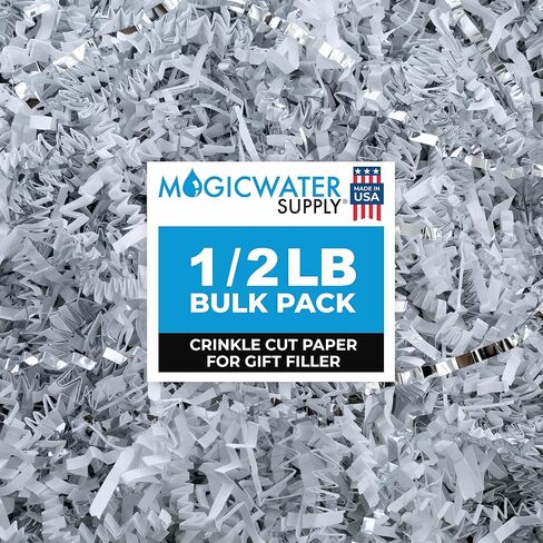 MagicWater Supply Crinkle Cut Paper Shred Filler (1/2 LB) for Gift Wrapping & Basket Filling - White in Saudi Arabia