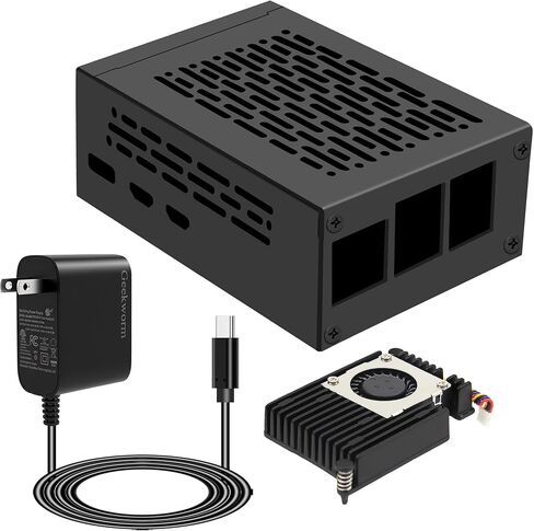 Geekworm PCIe حافظة معدنية P580 + PD 27 واط مزود طاقة + مبرد نشط H505 لـ X1005/X1002 و Raspberry Pi 5 in Saudi Arabia