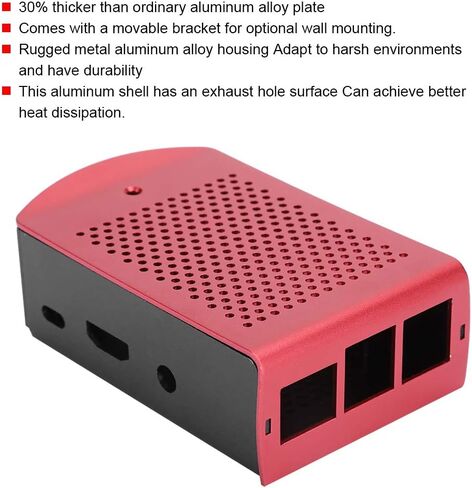 ciciglow Metal Motherboard Shell with Aluminum Alloy Shell with a Movable Bracket, Used for Optional WallMounted Installation (Red) in Saudi Arabia