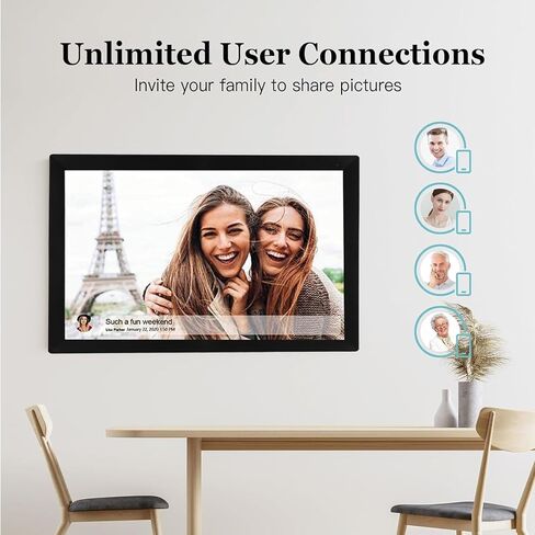Digital Photo Frame, 15 Inch 1024x768 HD Touchscreen, Auto Rotate, Dynamic Slideshow, 32GB Wi Fi Smart Picture Frame for Frameo APP (US Plug) in Saudi Arabia