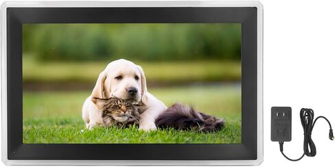إطار صور رقمي WLAN مقاس 15.6 بوصة، إطار صور رقمي بدقة 1920x1080 FHD، ذاكرة 32 جيجابايت، تدوير تلقائي، مشاركة الصور والفيديو عبر التطبيق من أي مكان (قابس الولايات المتحدة) in Saudi Arabia
