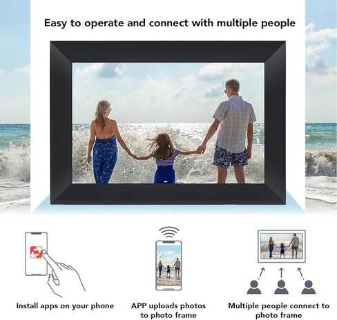 Smart Digital Photo Frame, 10in LED Screen, Frameo App, 1280x800 Resolution, 16GB Storage, Quad Core Processor, Portrait & Landscape Mode (US Plug) in Saudi Arabia