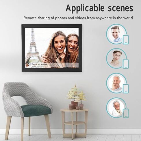 إطار صور رقمي مقاس 15 بوصة، يمكنك مشاركة الصور ومقاطع الفيديو بسهولة عن بعد، تصميم بديهي، سعة تخزين مدمجة 32 جيجابايت، قابل للتثبيت على الحائط، شاشة لمس عالية الدقة (قابس أمريكي) in Saudi Arabia