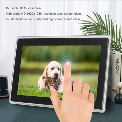 Digital Photo Frame, Electronic Picture Frame Slideshow Support Instantly Share Photos & Video Loop Playback, Time and Weather Dispaly, 1920x1080 FHD 15.6 inch Screen (US Plug) in Saudi Arabia