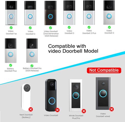 Vinyl Siding Mount for Ring Doorbell – Angle Mount Wedge for Ring Video Doorbell (4" Standard Vinyl, Hardi Board, Aluminum) (Black) in Saudi Arabia