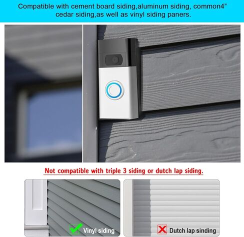 Vinyl Siding Mount for Ring Doorbell – Angle Mount Wedge for Ring Video Doorbell (4" Standard Vinyl, Hardi Board, Aluminum) (Black) in Saudi Arabia