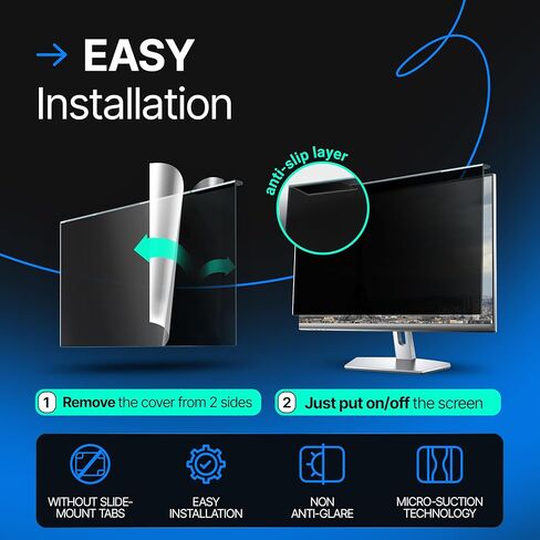 Acrylic Computer Privacy Screen Filter Compatible with 27 inch iMac (2012-2020) and [1 Pack] 26-27 Inch 16:9/16:10 Filter for Monitors - Monitor Frame Hanging Type - Desktop Privacy Screen Bundle in Saudi Arabia