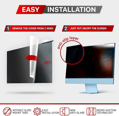 Acrylic Computer Privacy Screen Filter Compatible with 24 inch iMac (2021-2024) and Compatible with 27 inch iMac (2012-2020) - Monitor Frame Hanging Type - Desktop Privacy Screen Bundle in Kuwait