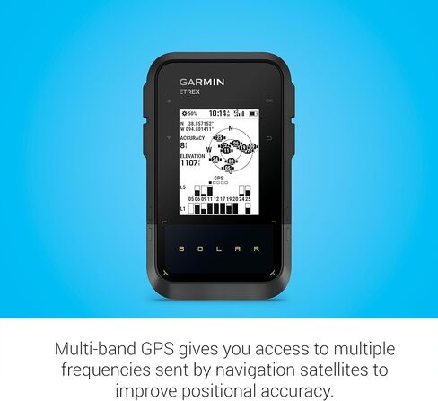 Garmin eTrex® Solar، جهاز ملاح محمول بنظام تحديد المواقع العالمي (GPS)، عمر بطارية غير محدود، مقاوم للماء (متجدد) in Saudi Arabia