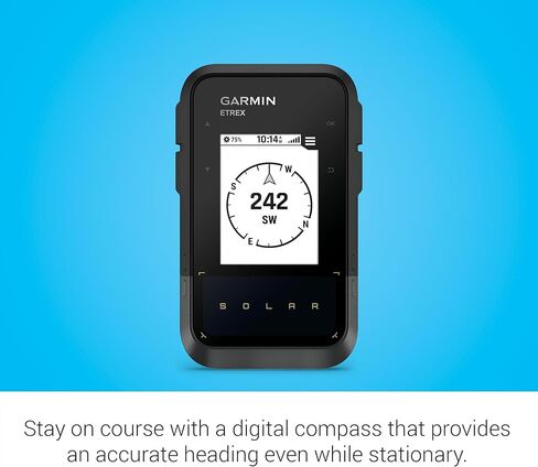 Garmin eTrex® Solar، جهاز ملاح محمول بنظام تحديد المواقع العالمي (GPS)، عمر بطارية غير محدود، مقاوم للماء (متجدد) in Saudi Arabia