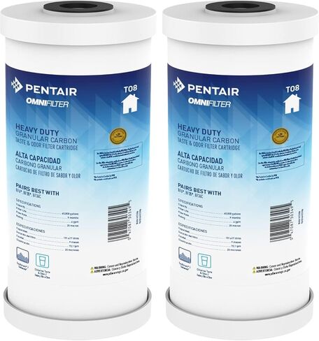 فلتر مياه كربون Pentair OMNIFilter TO8، خرطوشة فلتر بديلة لمذاق الكربون الحبيبي والرائحة مقاس 10 بوصة، 10 بوصة × 4.5 بوصة، 25 ميكرون in Kuwait