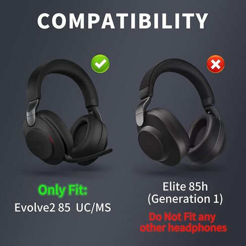 وسائد أذن بديلة لسماعات Jabra Evolve2 85 UC/Evolve 2 85 MS اللاسلكية (لا تناسب Elite 85H) - وسادات أذن تتميز بوسائد جلدية أكثر نعومة من البروتين ورغوة عزل الضوضاء in Kuwait