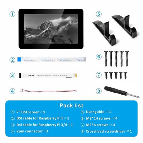 شاشة لمس OSOYOO مقاس 7 بوصة DSI 720×1280 IPS، طاقة DSI والفيديو (بدون كابلات إضافية)، شاشة عارية قابلة للدوران عمودي/أفقي لـ Raspberry Pi4B/3B+/3B/3A+/5 in Saudi Arabia