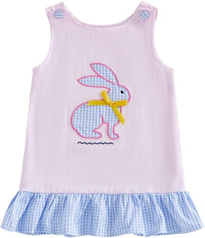 Toddler Baby Girl Easter Outfit Sleeveless Corduroy Dress Cute Bunny Embroidery Tank Dresses Girls Spring Clothes in Saudi Arabia