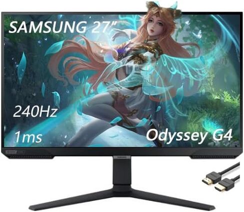 شاشة الألعاب Samsung Odyssey G4 Series IPS LED مقاس 27 بوصة، Nvidia G-Sync، 240 هرتز، 1 مللي ثانية، Ultrawide، AMD FreeSync Premium، HDMI، أسود، مع كابل GSF HDMI in Kuwait