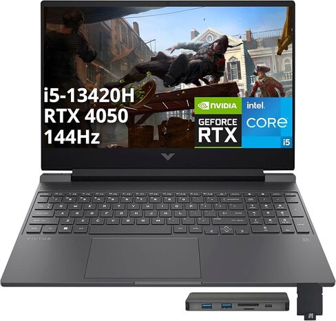 HP Victus 15.6 inch Laptop, FHD 144Hz Display, Intel Core i5-12500H, 16 GB RAM, 512 GB SSD, NVIDIA GeForce RTX 4050 GPU (6 GB Dedicated), Windows 11 Home, 15-fa1040nr (2023) in Kuwait