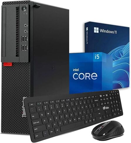 كمبيوتر مكتبي Lenovo ThinkCentre M910S - Intel Core i5-7500 الجيل السابع - ذاكرة وصول عشوائي DDR4 سعة 8 جيجابايت - SSD سعة 128 جيجابايت - WiFi - لوحة مفاتيح وماوس لاسلكيين - Windows 11 Pro (متجدد) in Kuwait
