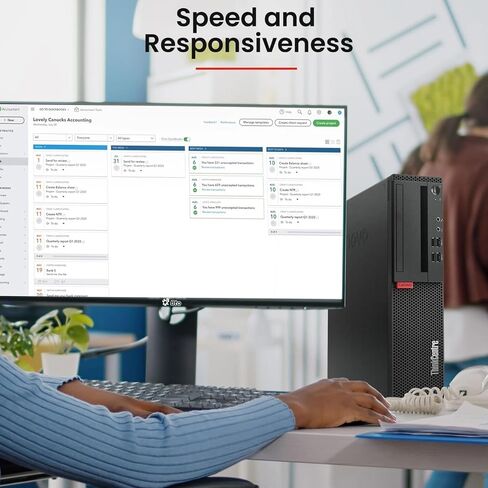 كمبيوتر مكتبي Lenovo ThinkCentre M910S - Intel Core i5-7500 الجيل السابع - ذاكرة وصول عشوائي DDR4 سعة 8 جيجابايت - SSD سعة 128 جيجابايت - WiFi - لوحة مفاتيح وماوس لاسلكيين - Windows 11 Pro (متجدد) in Kuwait