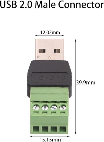 4 قطع USB 2.0 ذكر إلى 4 دبوس موصل طرفي برغي، موصل كتلة طرفية برغي USB 2.0، محول ذكر بدون لحام من النوع A لإصلاح كابل USB in Saudi Arabia