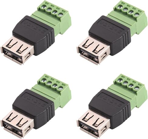 4 قطع USB 2.0 ذكر إلى 4 دبوس موصل طرفي برغي، موصل كتلة طرفية برغي USB 2.0، محول ذكر بدون لحام من النوع A لإصلاح كابل USB in Saudi Arabia