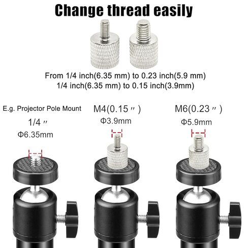 Projector Mount Tripod Screw Thread Adapters Converters Female 1/4 in / 6.35 mm to Male 0.23 in / 5.9 mm or 0.15 in / 3.9 mm M4 M6 Screws Adapter Bushing for Mini Projector Mount Camera Tripod in Kuwait