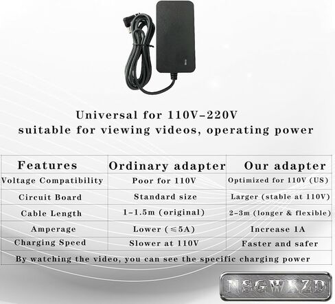 12V 2A AC DC Power Adapter 3.5mm x 1.35 mm Plug Charger, 5.5mm x 2.5mm Barrel Connector, Power Supply Charging Cord 6.6 ft in Saudi Arabia
