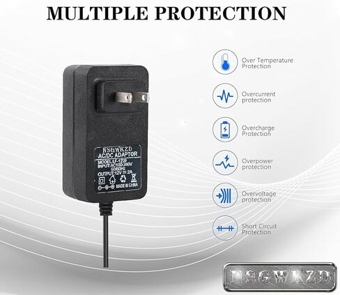 12V 2A AC DC Power Adapter 3.5mm x 1.35 mm Plug Charger, 5.5mm x 2.5mm Barrel Connector, Power Supply Charging Cord 6.6 ft in Saudi Arabia
