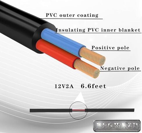 12V 2A AC DC Power Adapter 3.5mm x 1.35 mm Plug Charger, 5.5mm x 2.5mm Barrel Connector, Power Supply Charging Cord 6.6 ft in Saudi Arabia