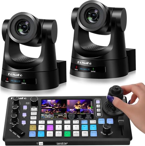 FoMaKo PTZ Camera HDMI, AI Auto-Tracking Gen 3, 20x Optical Zoom,KC800 4K HDMI Video Switcher Integrated Pro PTZ Controller for Studio Live, Stage Shows Live Streaming(FMK20SDIX2+KC800) in Saudi Arabia