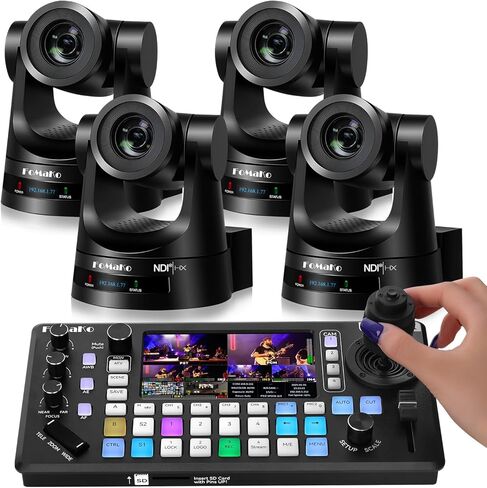 FoMaKo NDI PTZ Camera,30X Optical Zoom, AI Auto-Tracking Gen 3,KC800 4K HDMI Video Switcher Integrated Pro PTZ Controller for Church Worship Live Services,Stage Shows Live Streaming(KN30AX4+KC800) in Saudi Arabia