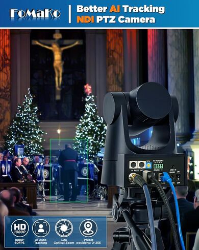 FoMaKo NDI PTZ Camera,30X Optical Zoom, AI Auto-Tracking Gen 3,KC800 4K HDMI Video Switcher Integrated Pro PTZ Controller for Church Worship Live Services,Stage Shows Live Streaming(KN30AX4+KC800) in Saudi Arabia