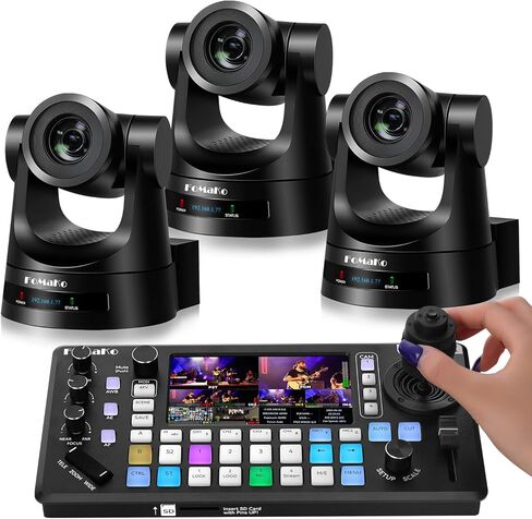 FoMaKo PTZ Camera HDMI, AI Auto-Tracking Gen 3, 20x Optical Zoom,KC800 4K HDMI Video Switcher Integrated Pro PTZ Controller for High end Summit, Large Conference Live Streaming (FMK20SDIX3+KC800) in Saudi Arabia