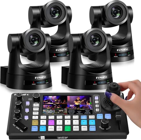 FoMaKo PTZ Camera HDMI, AI Auto-Tracking Gen 3, 20x Optical Zoom, KC800 4K HDMI Video Switcher Integrated Pro PTZ Controller for Product Launch,Government Activities Live Streaming(FMK20SDIX4+KC800) in Saudi Arabia