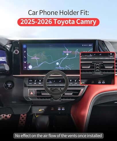Car Phone Holder for Toyota Camry 2025-2026 Accessories, 360° Rotation Phone Mount Compatible with MagSafe, Cell Phone Holder Does Not Affect Air Vent in Saudi Arabia
