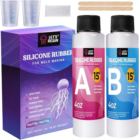 LET'S RESIN 8oz Silicone Mold Making Trial Kit, Fast Cure Mold Making Silicone Rubber, Easy Mixing, Flexible Platinum Cured Molding Silicone for Casting Resin Molds & Silicone Molds (Translucent) in Saudi Arabia