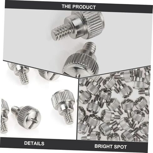 Vaguelly 100pcs Silver Knurled Thumbscrew Computer Case Screws for Desktop PC Chassis Fixing, Tool-Free Side Panel Replacement Accessories for Computer Assembly and Maintenance in Saudi Arabia