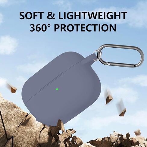 Soft Silicone Protective Case Fit for Apple AirPods Pro 3, Silicone Case Has Skin-Friendly Feel, Front LED Visible, Shockproof, Scratch-Resistant, Cleaning Kit, Metal Buckle, Grayish Purple in Saudi Arabia