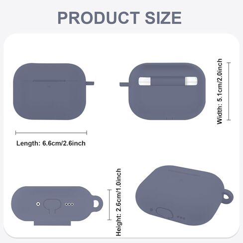 Soft Silicone Protective Case Fit for Apple AirPods Pro 3, Silicone Case Has Skin-Friendly Feel, Front LED Visible, Shockproof, Scratch-Resistant, Cleaning Kit, Metal Buckle, Grayish Purple in Saudi Arabia