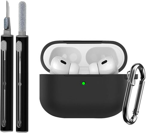 Soft Silicone Protective Case Fit for Apple AirPods Pro 3, Silicone Case Has Skin-Friendly Feel, Front LED Visible, Shockproof, Scratch-Resistant, Cleaning Kit, Metal Buckle, Grayish Purple in Saudi Arabia