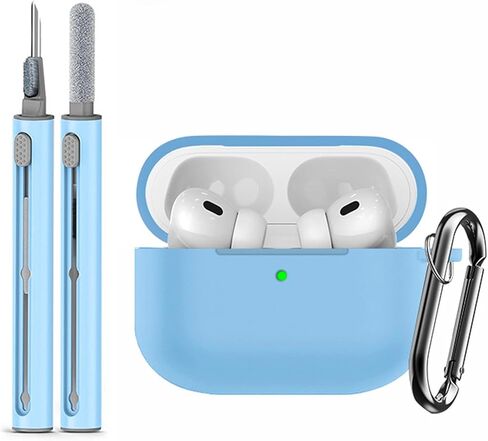 Soft Silicone Protective Case Fit for Apple AirPods Pro 3, Silicone Case Has Skin-Friendly Feel, Front LED Visible, Shockproof, Scratch-Resistant, Cleaning Kit, Metal Buckle, Grayish Purple in Saudi Arabia