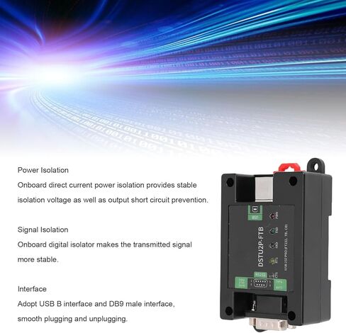 وحدة محول تسلسلي Yunseity USB إلى RS232 PRO مع عزل الطاقة، وحدة محول تسلسلي متكاملة مع موصل USB B ذكر للسكك الحديدية DB9، RS232 للمحول in Kuwait