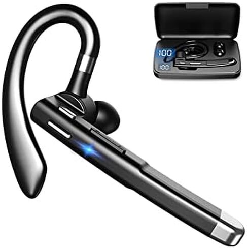 YYK-520 Bluetooth Earphones with 500 Hours Standby time, LED Charging case, 270 Degree Rotating Microphone Suitable for Business/Office/Driving, Compatible with Android/iPhone in Saudi Arabia