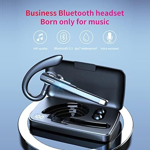 YYK-520 Bluetooth Earphones with 500 Hours Standby time, LED Charging case, 270 Degree Rotating Microphone Suitable for Business/Office/Driving, Compatible with Android/iPhone in Saudi Arabia