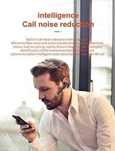 YYK-520 Bluetooth Earphones with 500 Hours Standby time, LED Charging case, 270 Degree Rotating Microphone Suitable for Business/Office/Driving, Compatible with Android/iPhone in Saudi Arabia