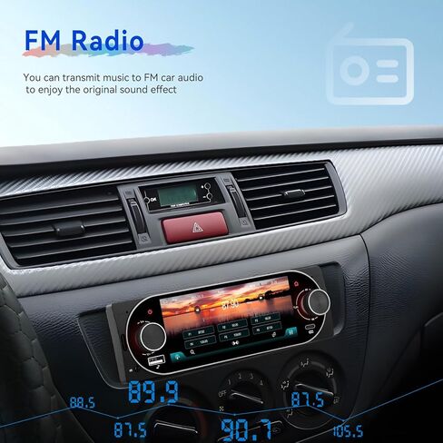 CAMECHO Single Din Radio Car Stereo with Wireless CarPlay & Android Auto 5.1" IPS Touchscreen with Bluetooth 5.2 Car Audio Receiver AM&FM, EQ, SWC, TF, AUX＆USB, Fast Charging, Backup Camera+MIC in Saudi Arabia