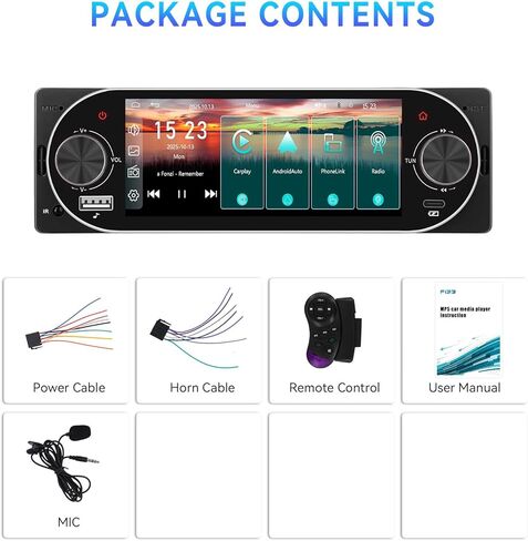CAMECHO Single Din Radio Car Stereo with Wireless CarPlay & Android Auto 5.1" IPS Touchscreen with Bluetooth 5.2 Car Audio Receiver AM&FM, EQ, SWC, TF, AUX＆USB, Fast Charging, Backup Camera+MIC in Saudi Arabia
